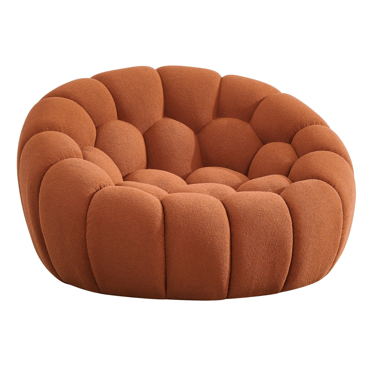 Yolonda - Modern Curved Orange Fabric Chair - View Image 1