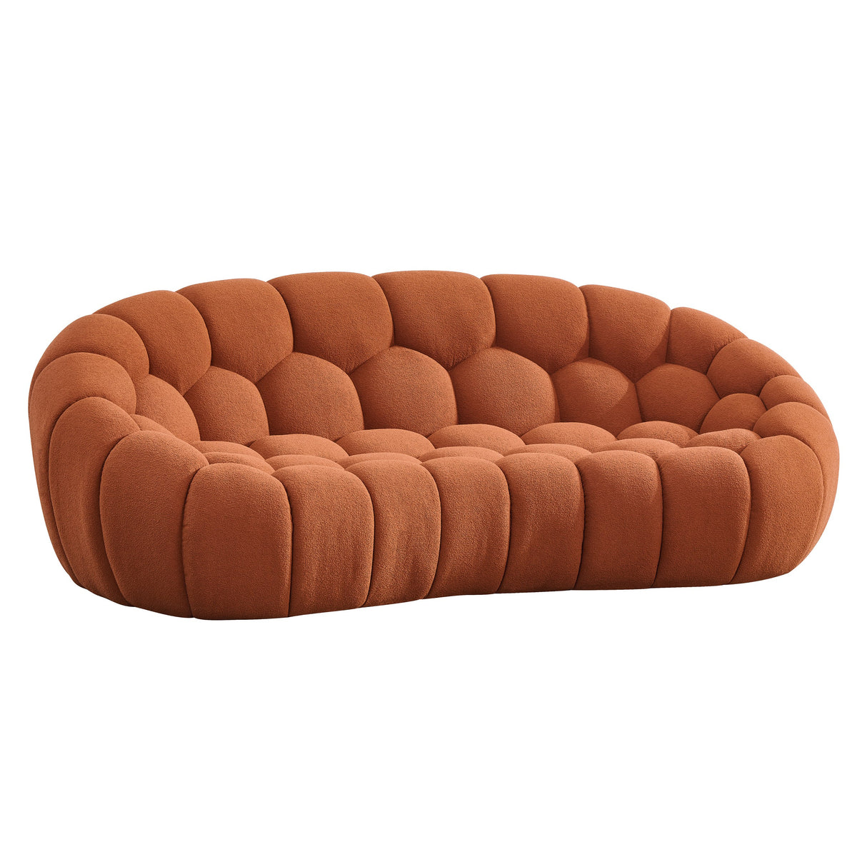 Yolonda - Modern Curved Orange Fabric Sofa Set - View Image 1