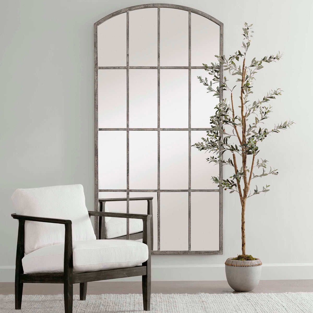 Amiel Arched Mirror Ivory - Silver / White by Uttermost - View 7