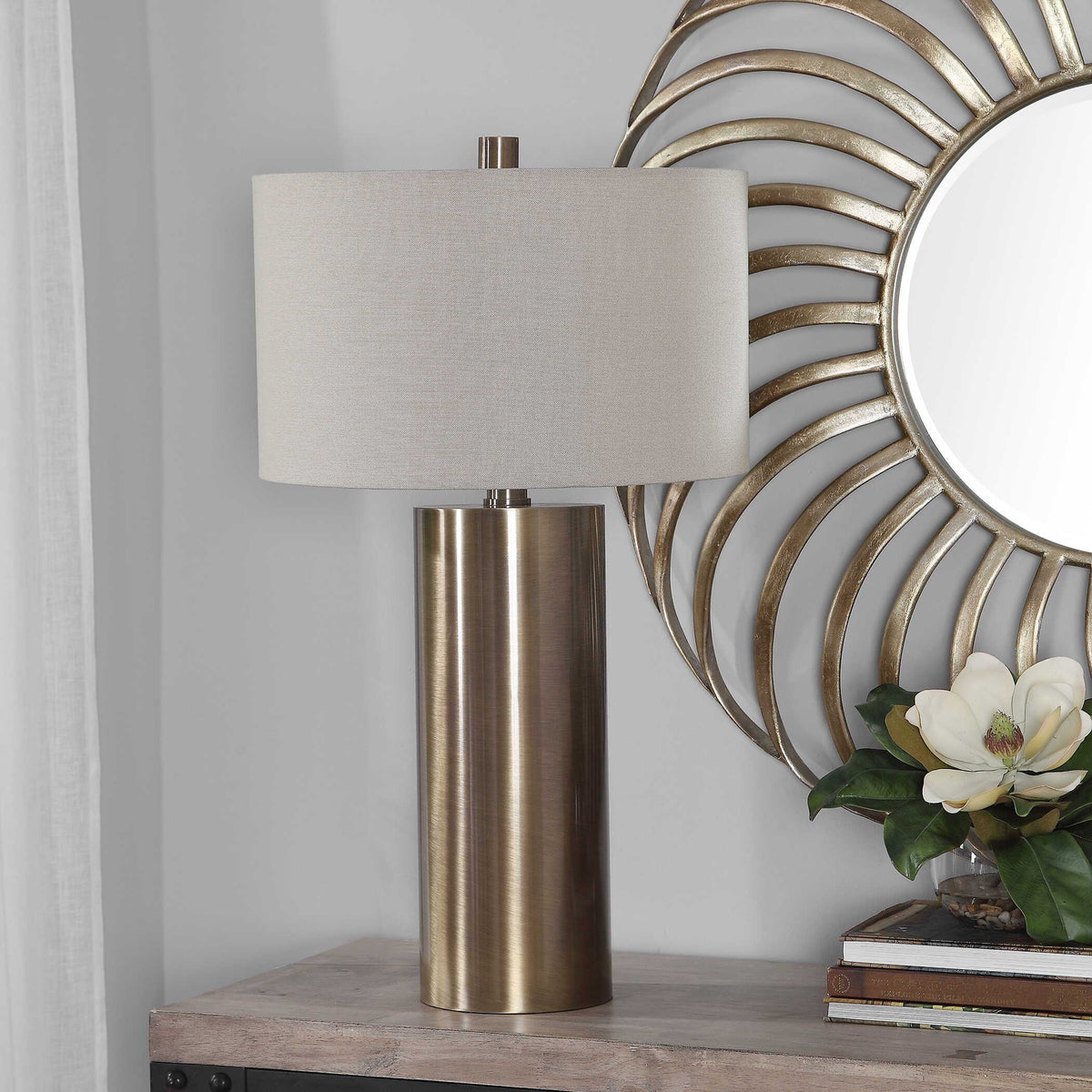 Taria Table Lamp Brushed Brass - Light Brown / Beige by Uttermost - View 4