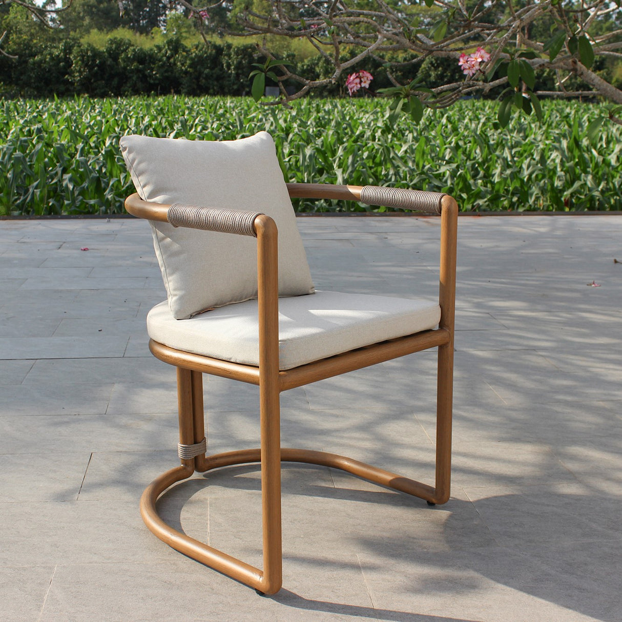 Malta - Outdoor Light Grey + Teak Dining Set - View Image 1
