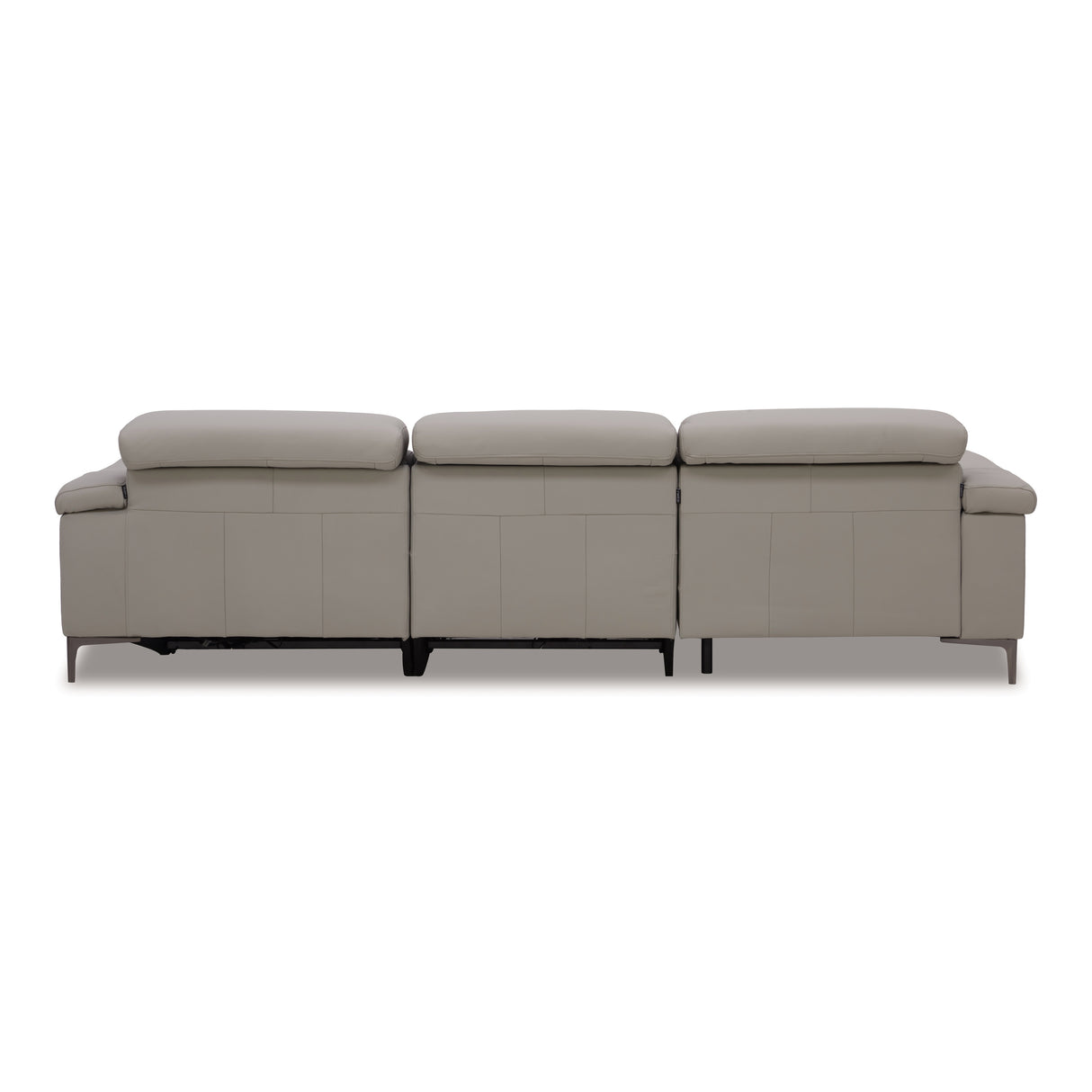 Meidas - Modern Light Grey Leather Sectional Sofa + 2 Recliners - Left Facing Chaise - View Image 1