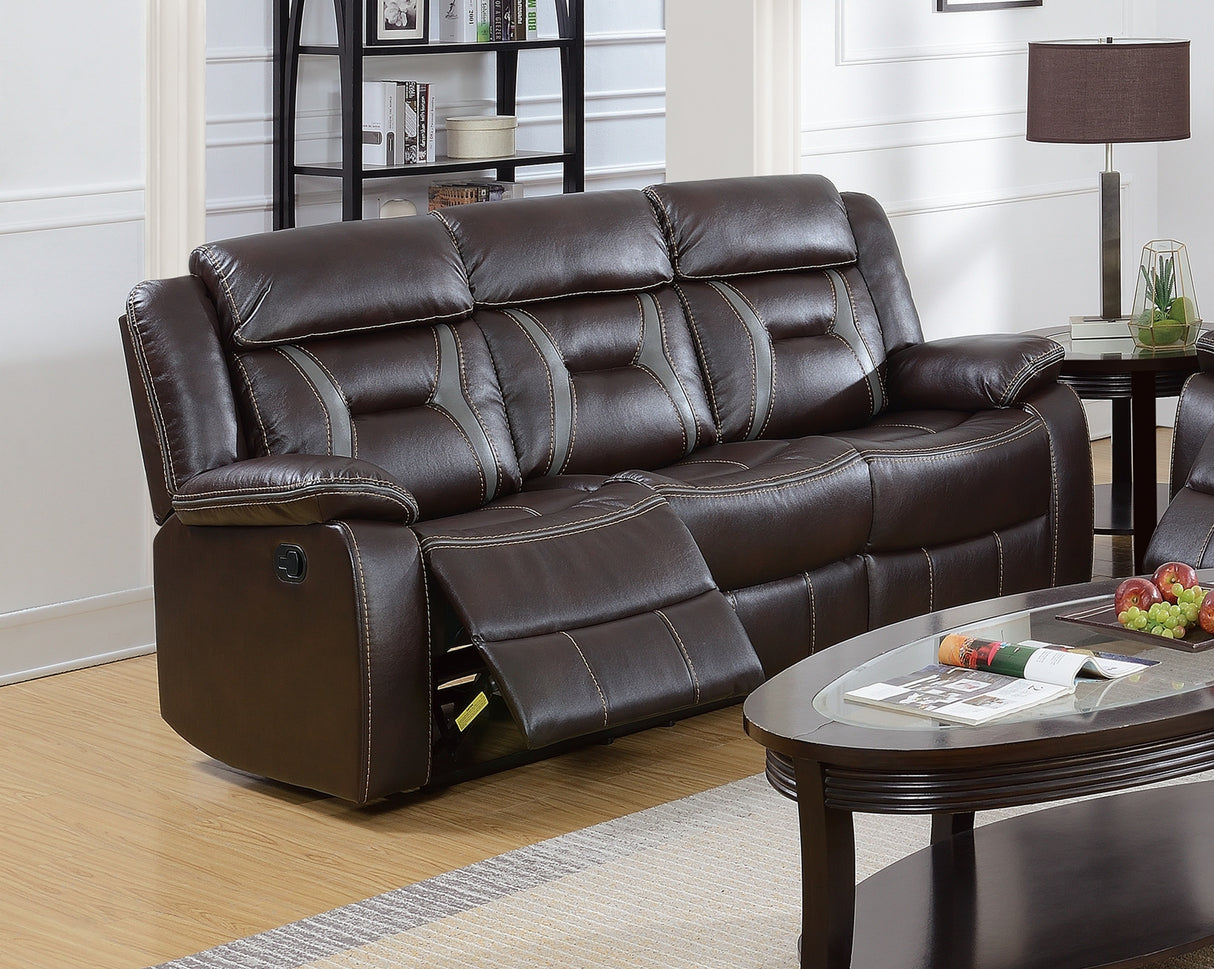 Modern Power Reclining Sofa 1pc Pillow Arms And Headrest Dark Rosy Brown Finish Primary Room Furniture