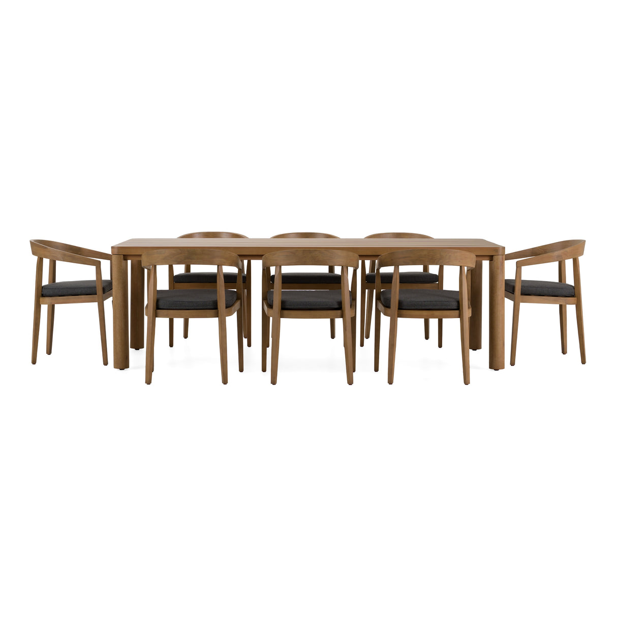 Evora + Sintra - Outdoor Eucalyptus + Grey Olefin 9-Piece Dining Set - View Image 1