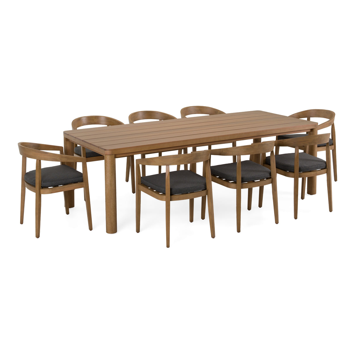 Evora + Sintra - Outdoor Eucalyptus + Grey Olefin 9-Piece Dining Set - View Image 1