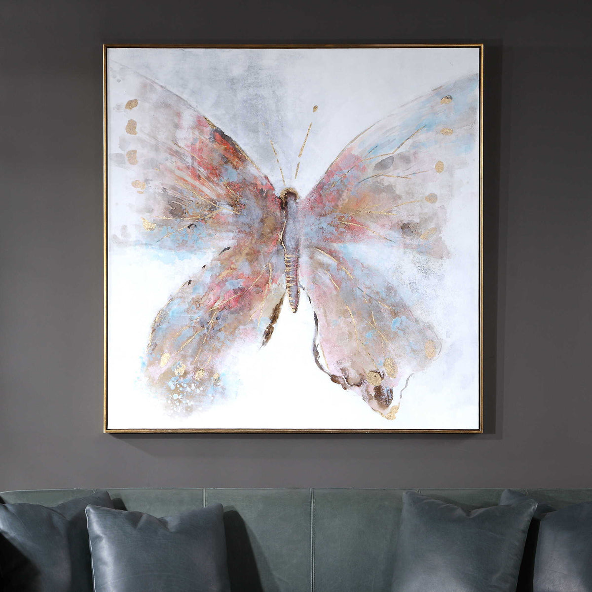 Free Flying Hand Painted Canvas - Blue / Beige by Uttermost - View 2