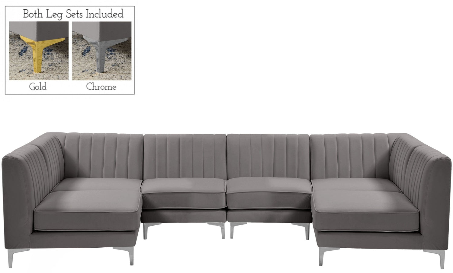 Alina - Modular Sectional 6 Piece - Grey - Fabric | Home Elegance USA