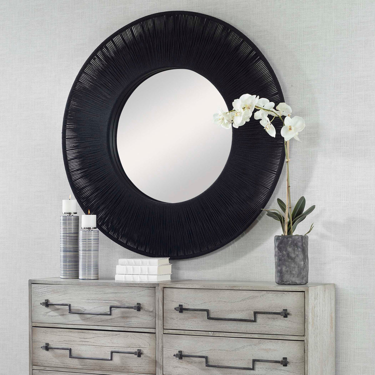 Sailor's Knot Round Mirror - Black by Uttermost - View 3