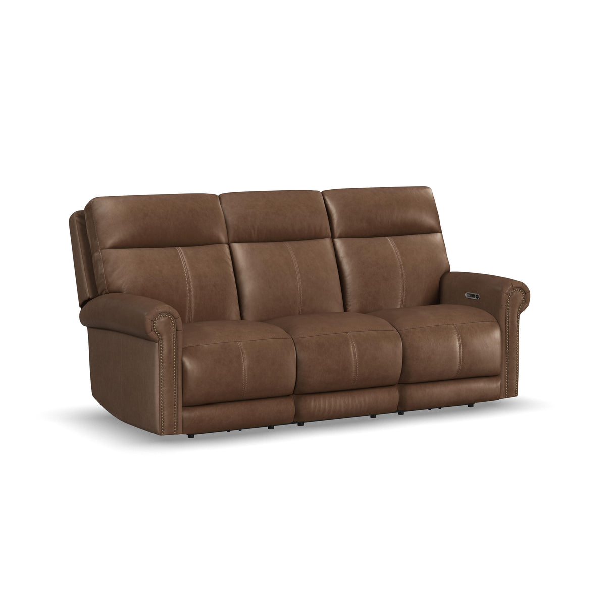 Alexander Power Reclining Sofa With Console, Power Headrest & Lumbar - Khaki Brown | Flexsteel