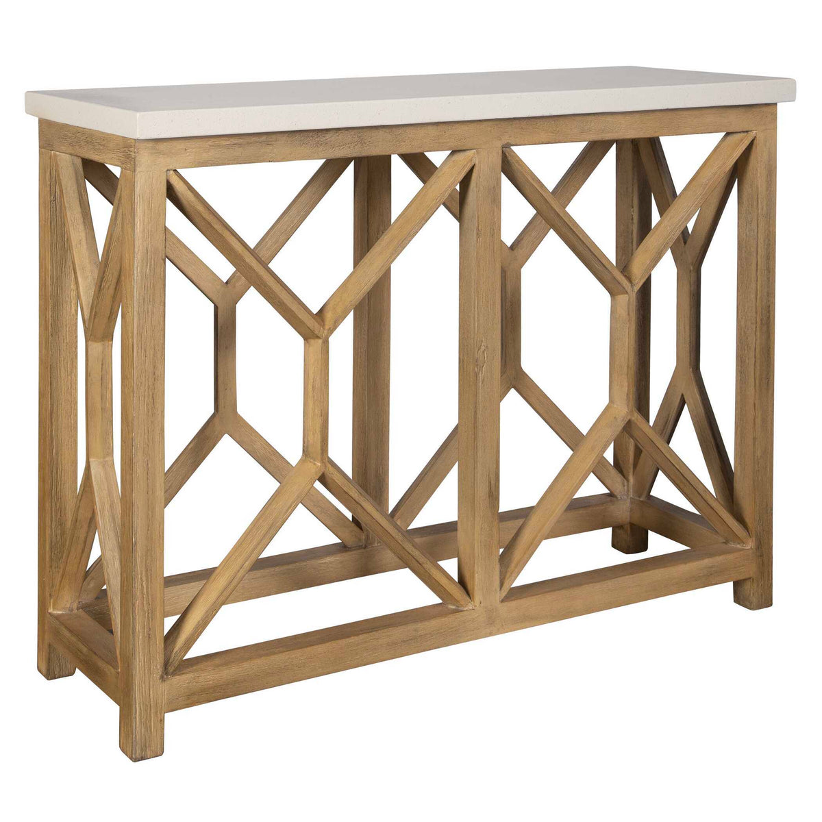 Catali Stone Console Table Ivory - Light Brown by Uttermost - View 4