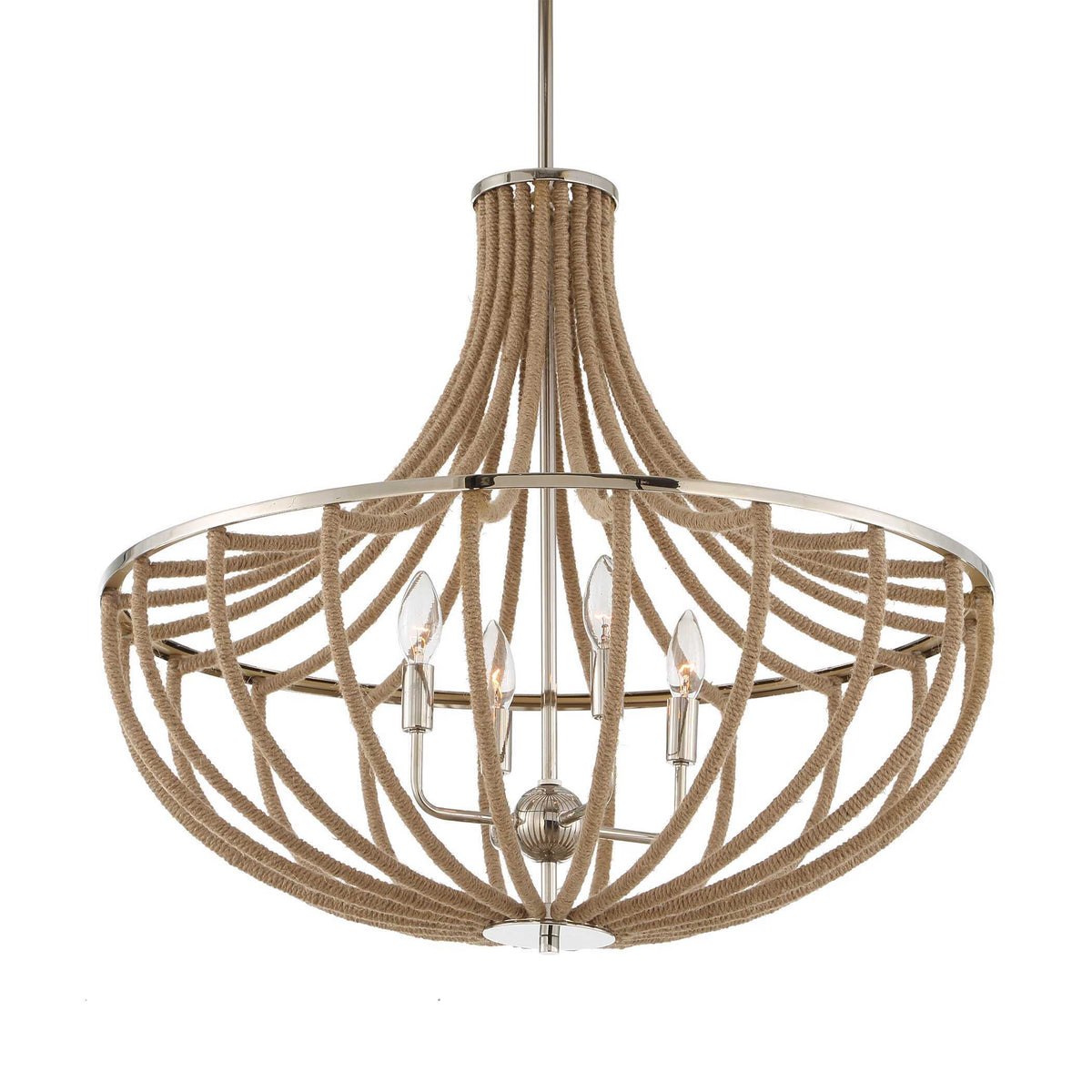 Lovelock 4 Light Rope Empire Chandelier - Light Brown by Uttermost - View 4