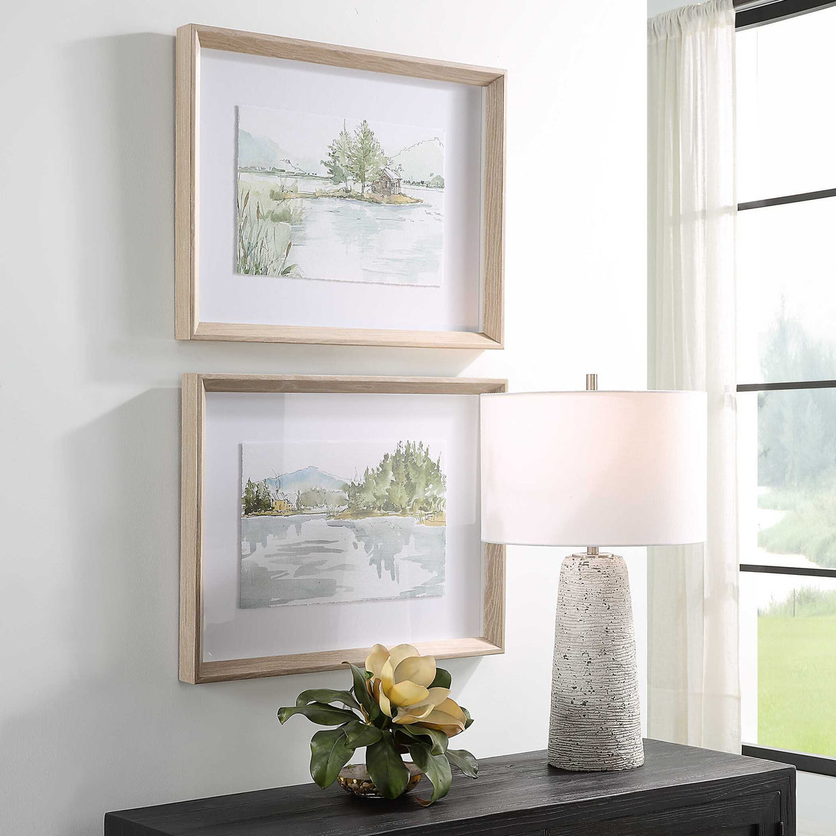 Serene Lake Framed Prints (Set of 2) - Light Brown by Uttermost - View 3