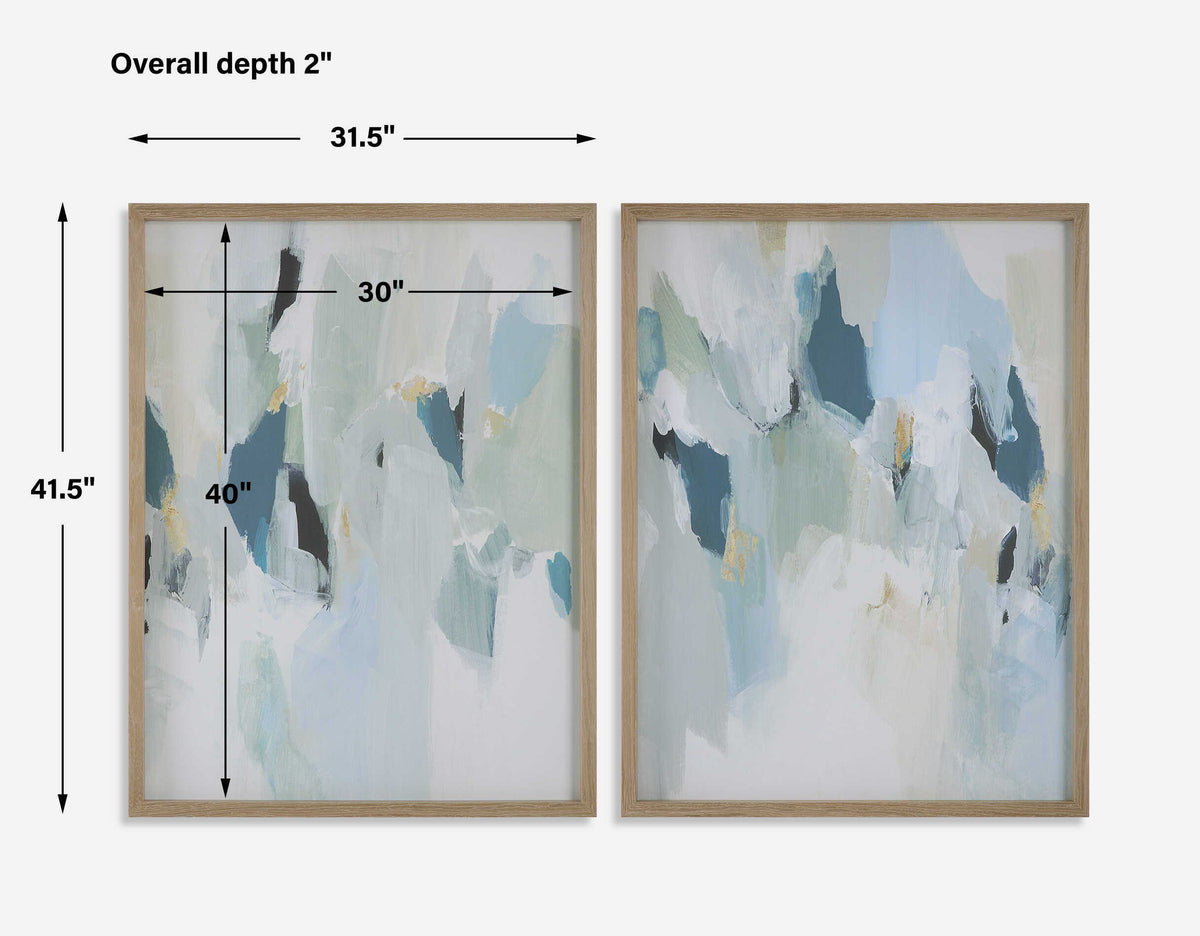 Seabreeze Abstract Framed Canvas Prints (Set of 2) - White / Light Blue by Uttermost - View 8
