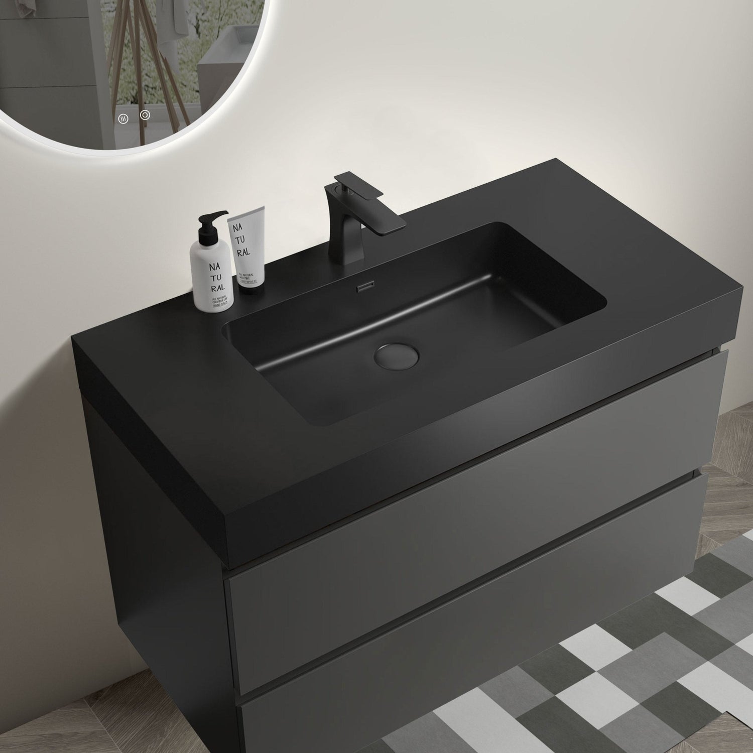 Alice 36" Gray Bathroom Vanity with Sink: Wall - Mounted Floating Vanity, Modern Design | Home Elegance USA