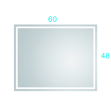 60in. W x 48 in. H LED Lighted Bathroom Wall Mounted Mirror with High Lumen+Anti - Fog Separately Control bedroom full - length mirror bathroom led mirror hair salon mirror | Home Elegance USA
