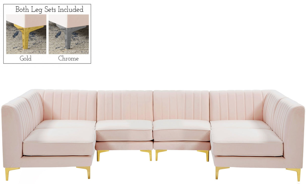 Alina - Modular Sectional 6 Piece - Pink - Fabric | Home Elegance USA
