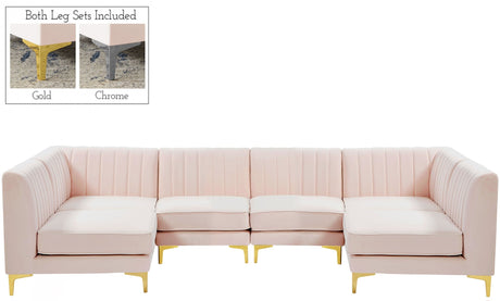 Alina - Modular Sectional 6 Piece - Pink - Fabric | Home Elegance USA