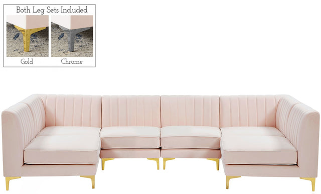 Alina - Modular Sectional 6 Piece - Pink - Fabric | Home Elegance USA
