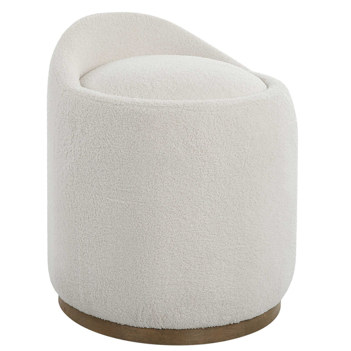 Swirl Swivel Sheepskin Ottoman - White by Uttermost - View 4