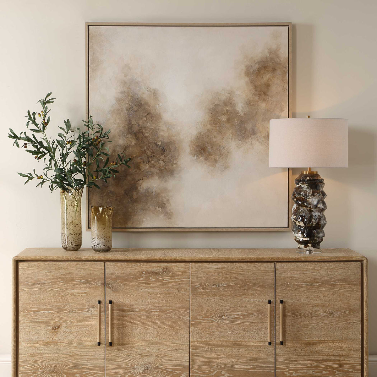Up In Smoke Framed Modern Art Black / Brown / White / Woodtone - Light Brown by Uttermost - View 2