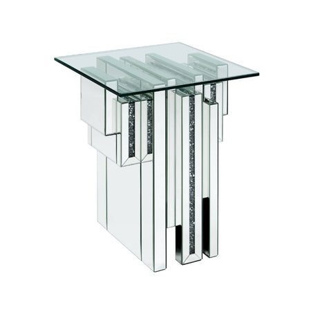 Acme - Noralie End Table 88002 Mirrored & Faux Diamonds