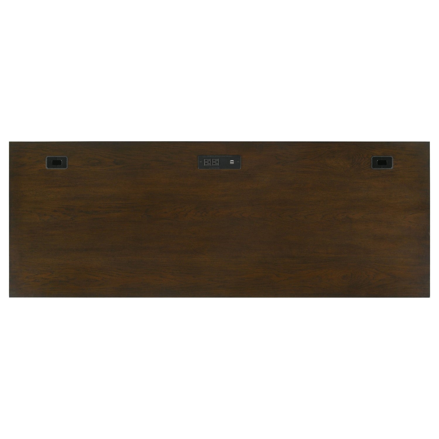 Credenza Desk - Marshall 5 - drawer Credenza Desk With Power Outlet Dark Walnut and Gunmetal | Coaster | Home Elegance USA