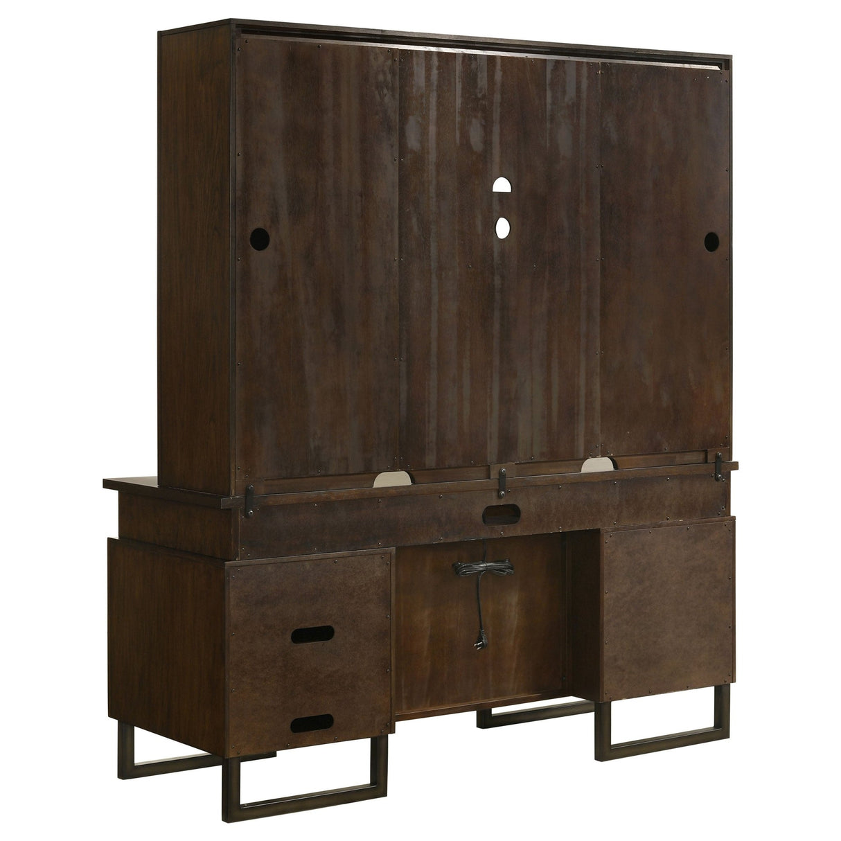 Credenza Desk W/ Hutch - Marshall 10 - drawer Credenza Desk With Hutch Dark Walnut and Gunmetal | Coaster | Home Elegance USA