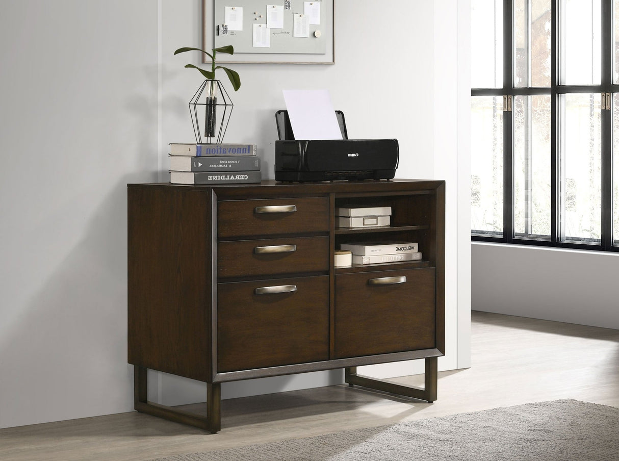 File Cabinet - Marshall 4-drawer File Cabinet Dark Walnut and Gunmetal