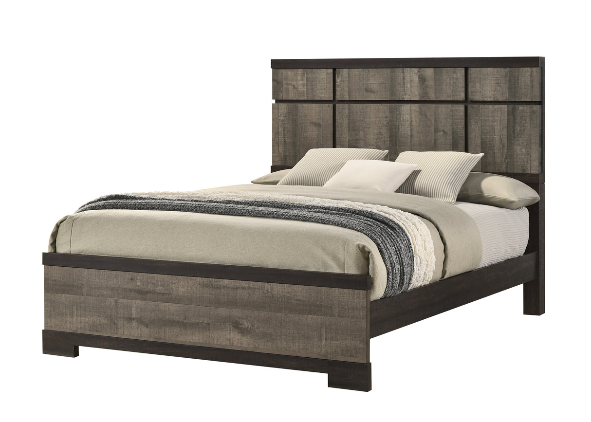 1pc Contemporary King Panel Bed Panel-style Headboard Gray Ebony Finish Wooden