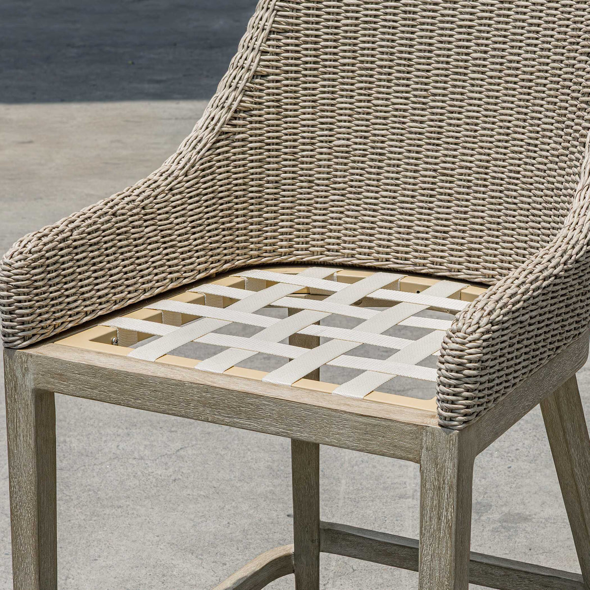 Paloma Outdoor Wicker Counter Stool Brown / Gray / White - Light Brown / White by Uttermost - View 9