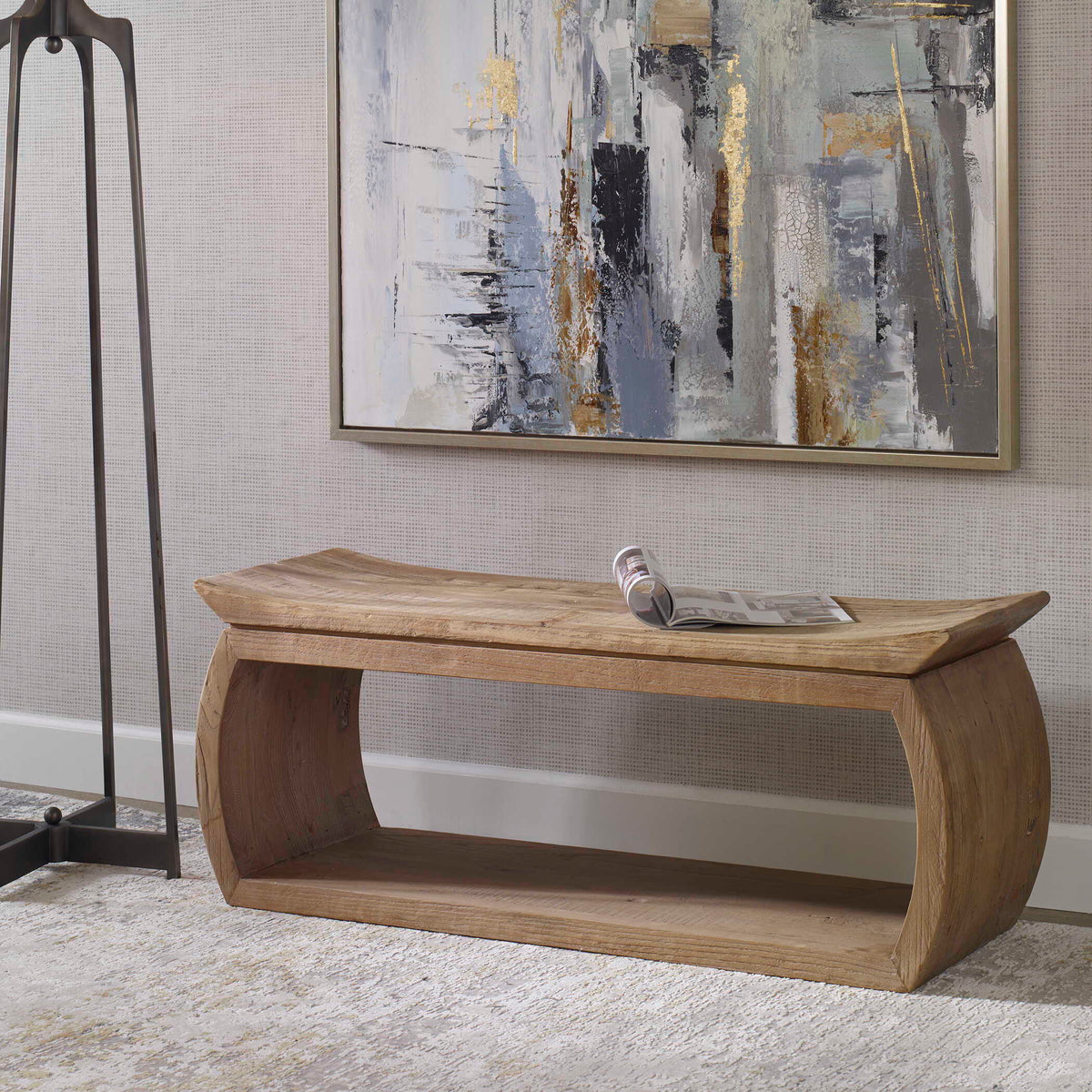 Connor Reclaimed Wood Bench - Light Brown by Uttermost - View 3