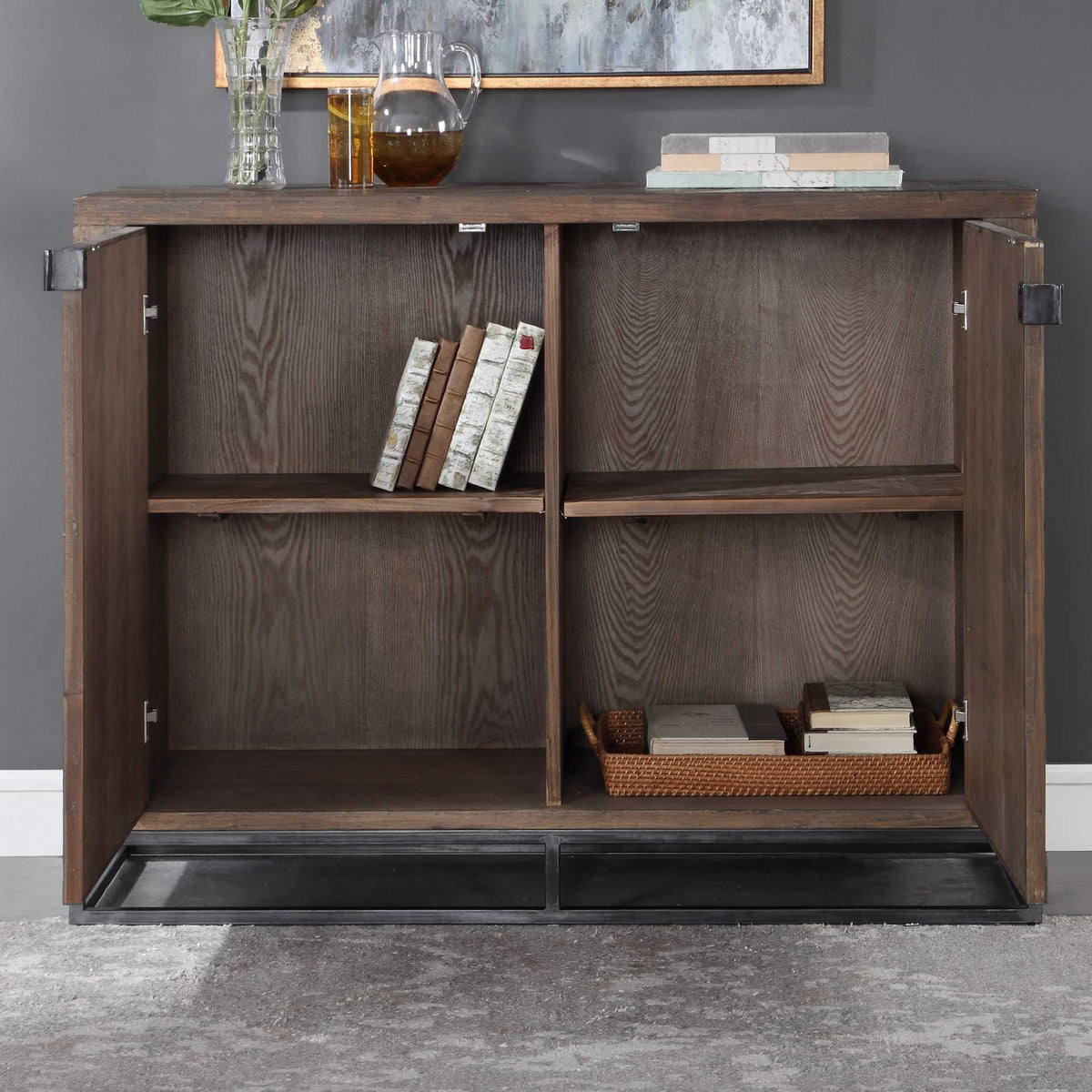 Evros Reclaimed Wood 2 Door Cabinet - Dark Brown by Uttermost - View 4