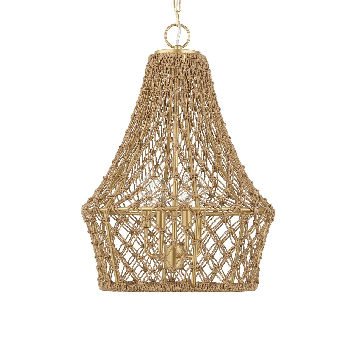 Macrame 4 Light Rope Pendant - Light Brown by Uttermost - View 6