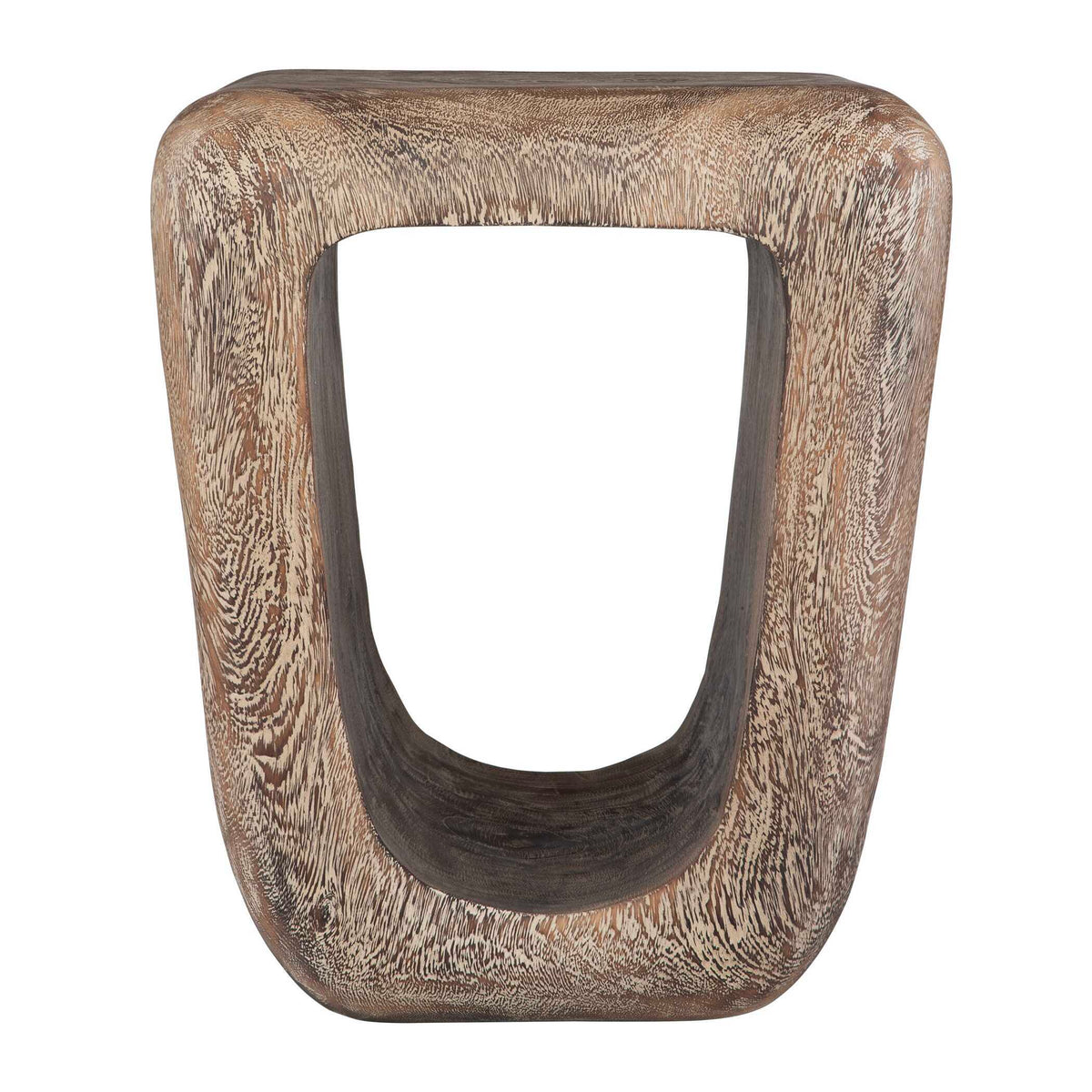 Loophole Bleached Wash Accent Stool - Dark Brown by Uttermost - View 4