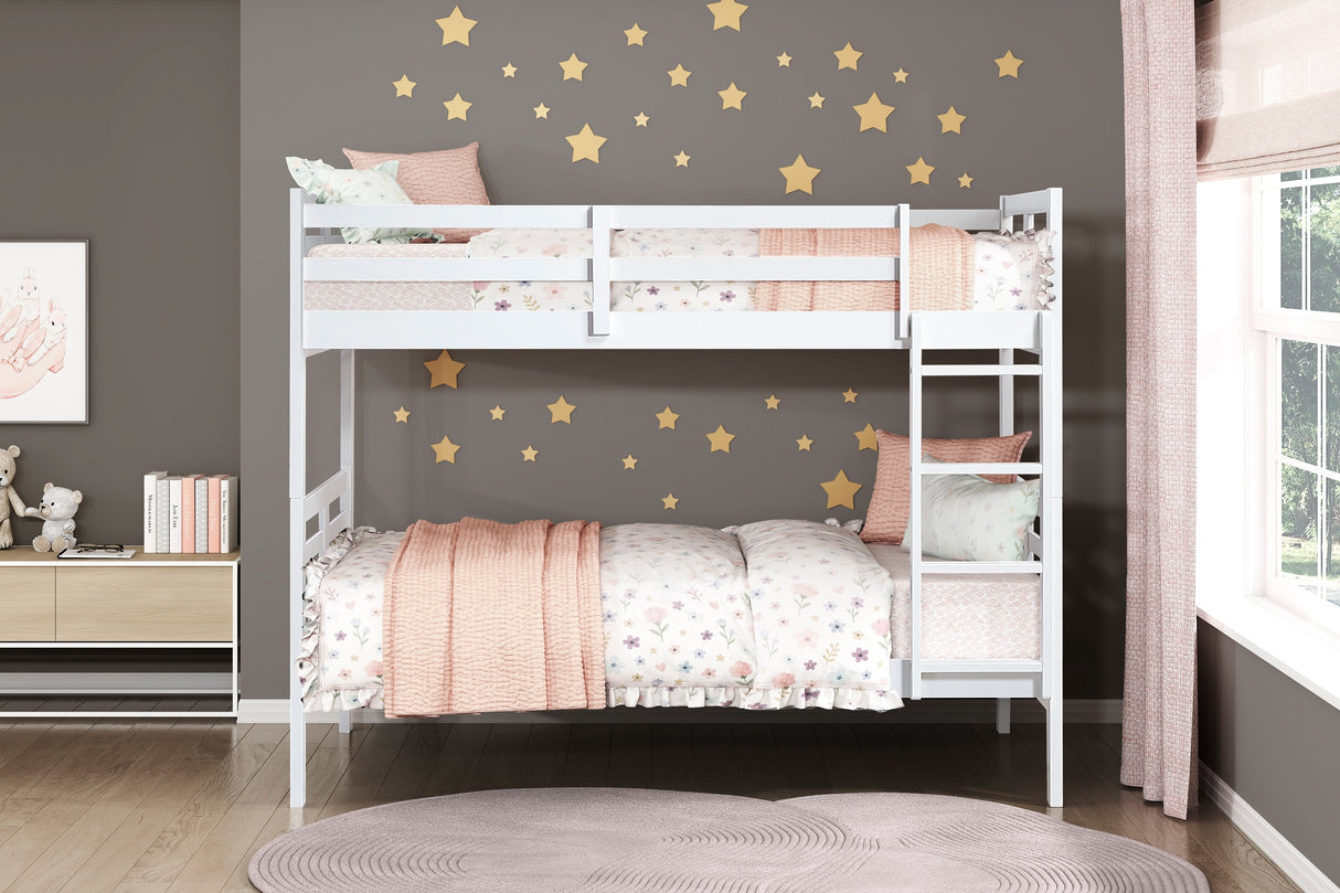 Twin over Twin Bunk Bed 1pc Classic White Finish Youth Bedroom Furniture Durable Wood - sold by Home Elegance USA