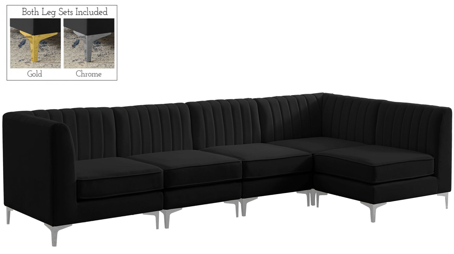 Alina - Modular Sectional 5 Piece - Black | Home Elegance USA