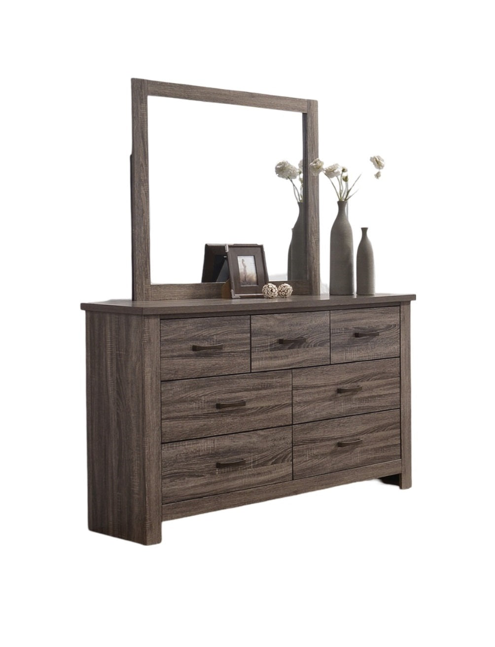 Natural Finish Striking Wooden 1pc Dresser Drawers Storage bedroom Furniture