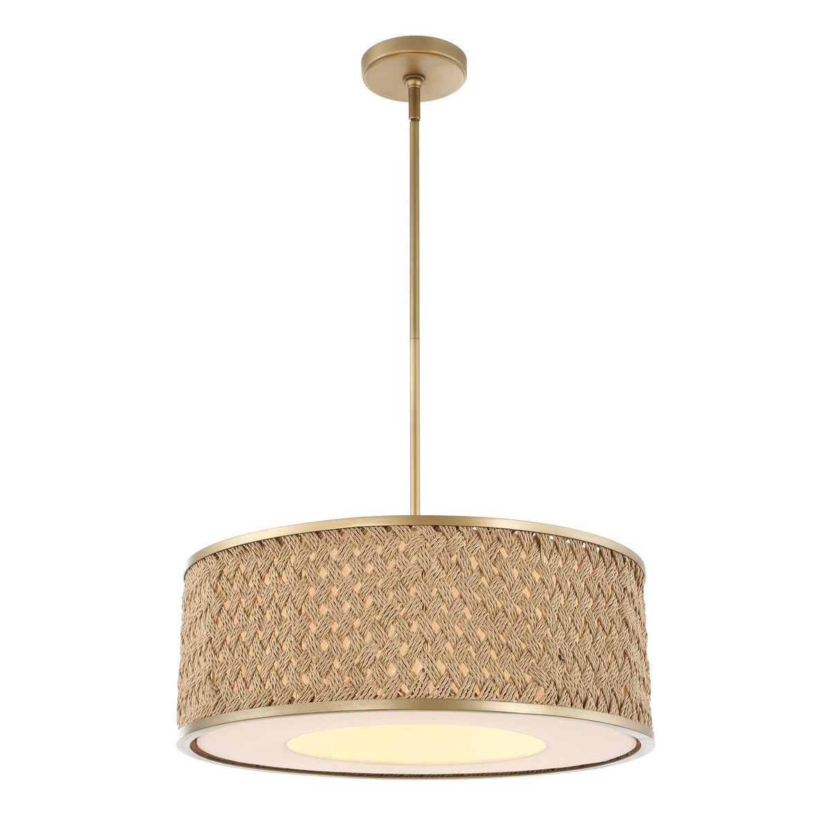 Pinchot 4 Light Rattan Drum Pendant - Light Brown by Uttermost - View 6