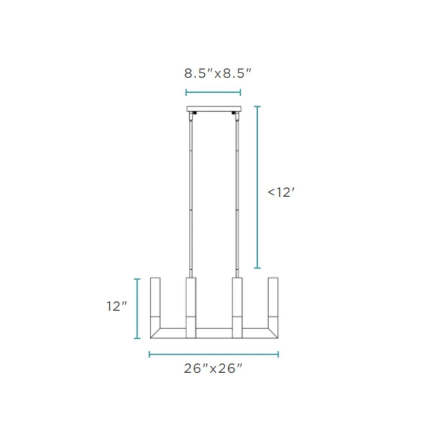 8 Light Square Crystal Dianyi Led Chandelier // Silver | Finesse | Home Elegance USA