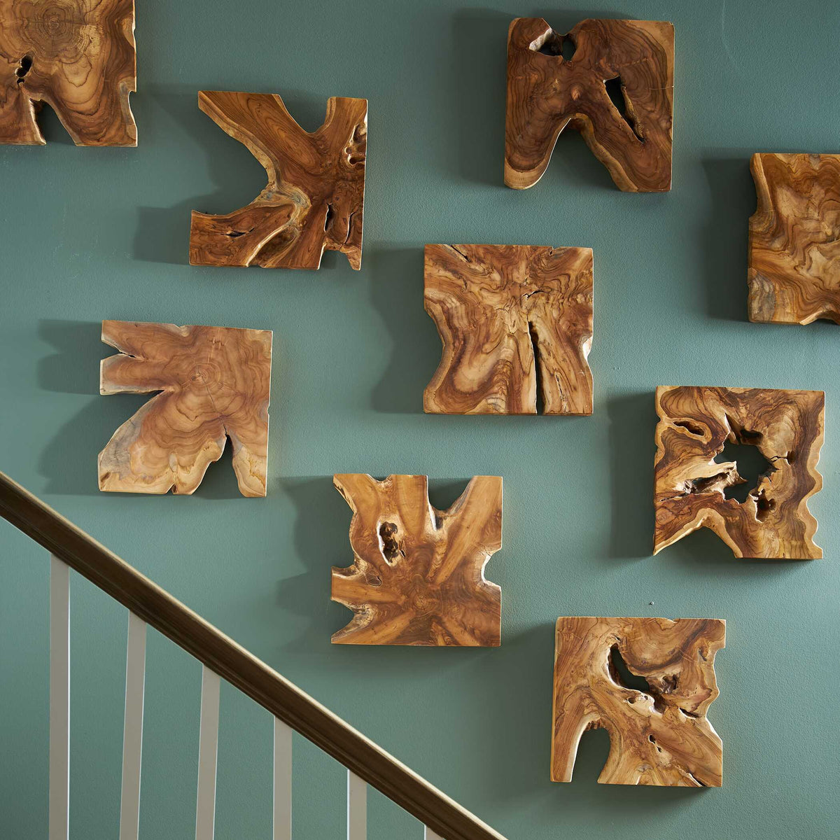 Talia Wood Wall Decor (Set of 9) - Light Brown by Uttermost - View 2