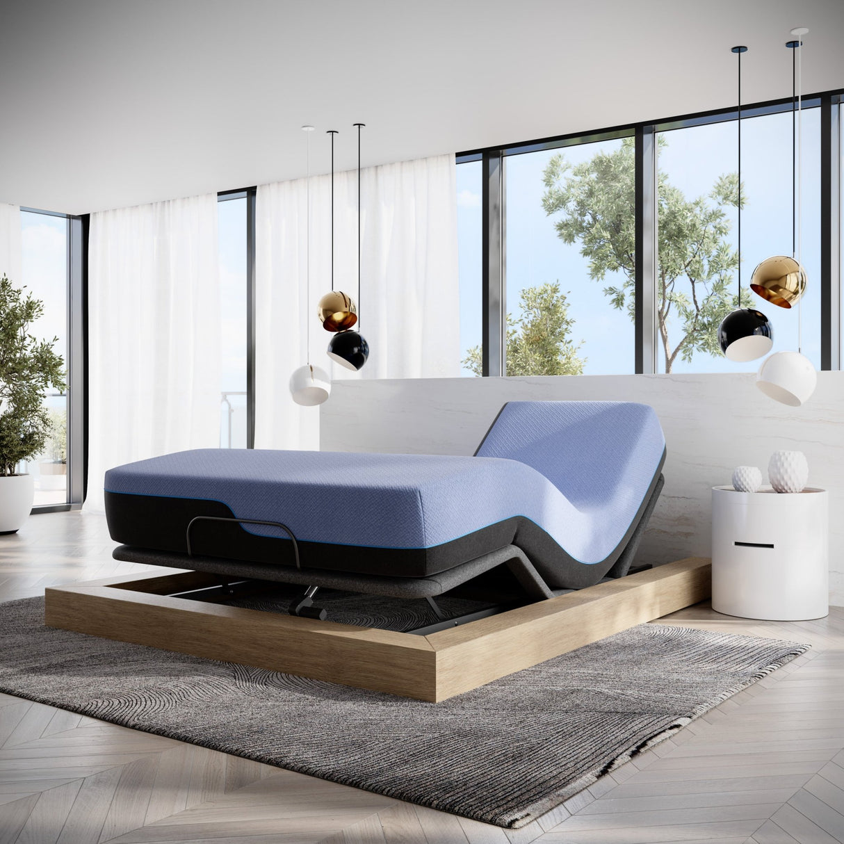 Refresh 12 inch Flex Head Latex Foam Hybrid Mattress and Adjustable Base Bundle, King Size