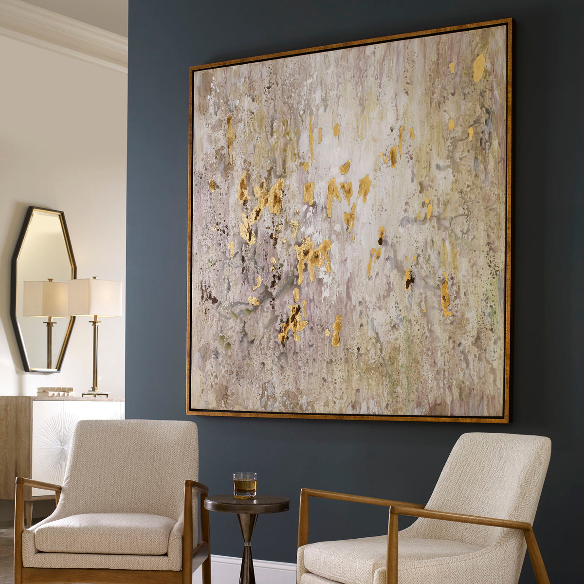 Golden Raindrops Modern Abstract Art - Beige / Light Brown by Uttermost - View 5