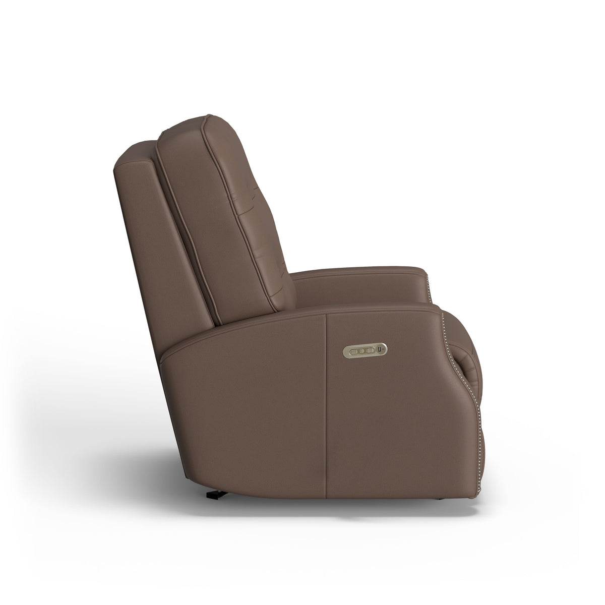 Devon Transitional Leather Power Headrest Power Rocking Recliner, Nailhead Trim | Flexsteel