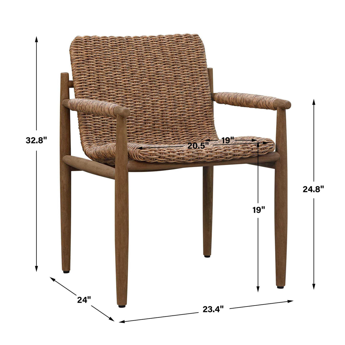 Sumba Golden Flax Outdoor Dining Chair - Light Brown by Uttermost - View 15
