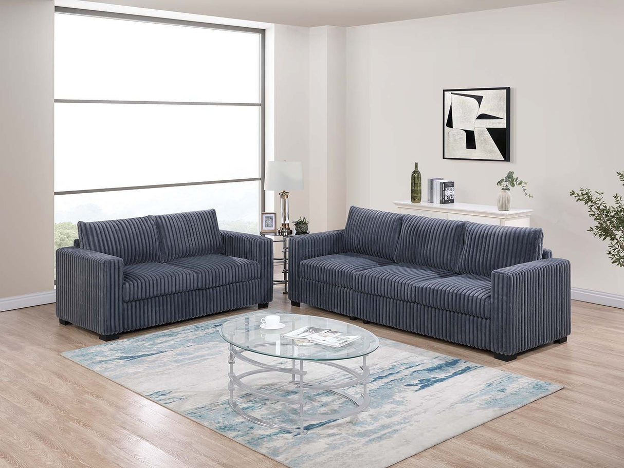 Uniform Design Elegant Simple Sofa And Loveseat 2pcs Sofa set Dark Gray Wide-Welt Corduroy Living Room Couch