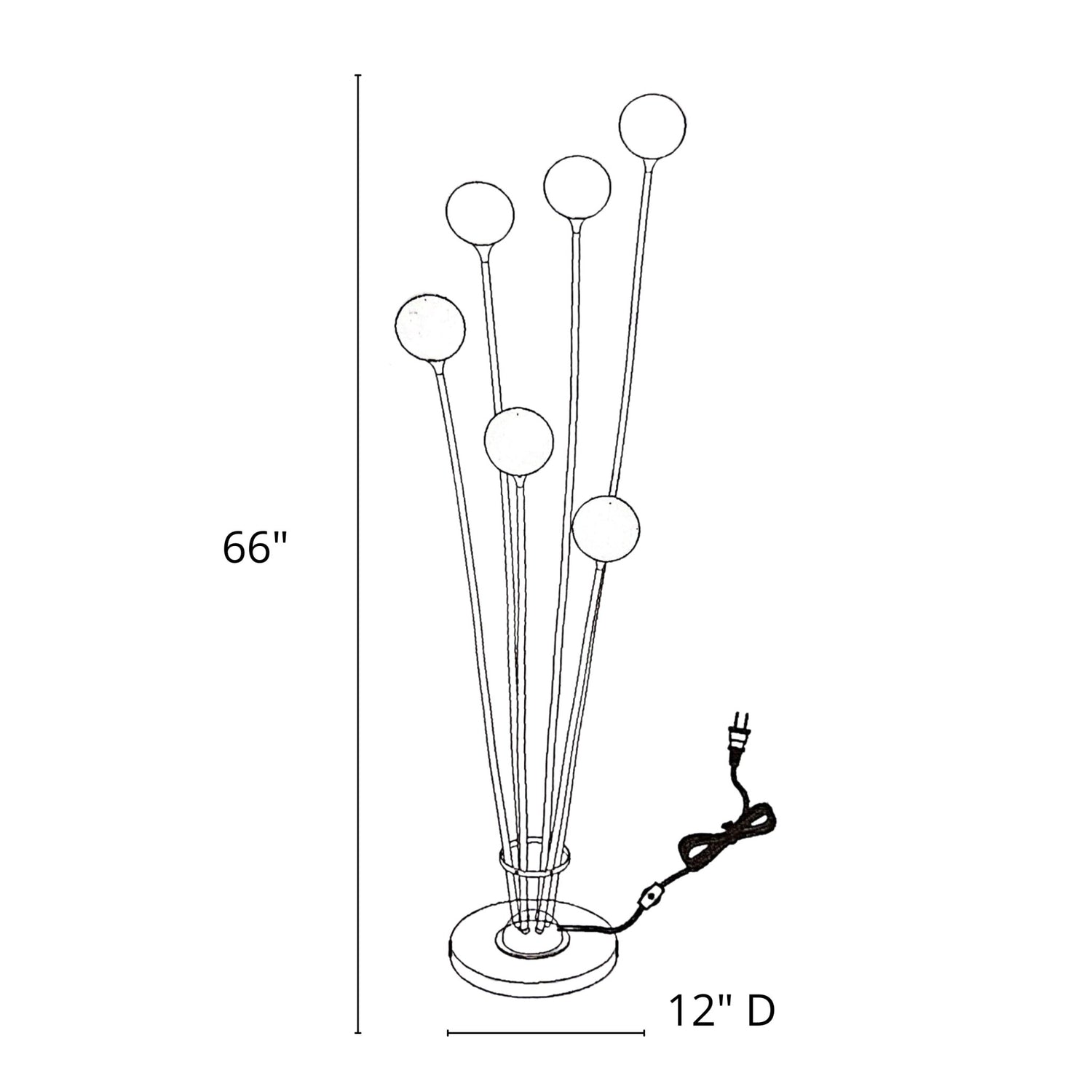Anechdoche 6 Lights Gold And White Floor Lamp | Finesse | Home Elegance USA