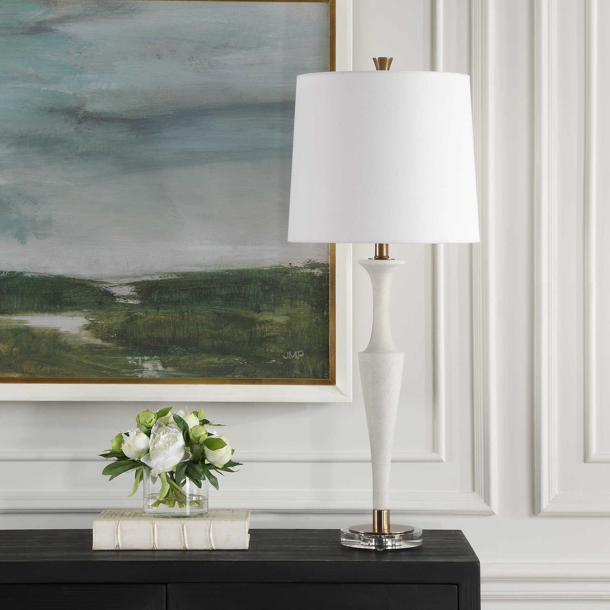Colette White Stone Table Lamp by Uttermost - View 3
