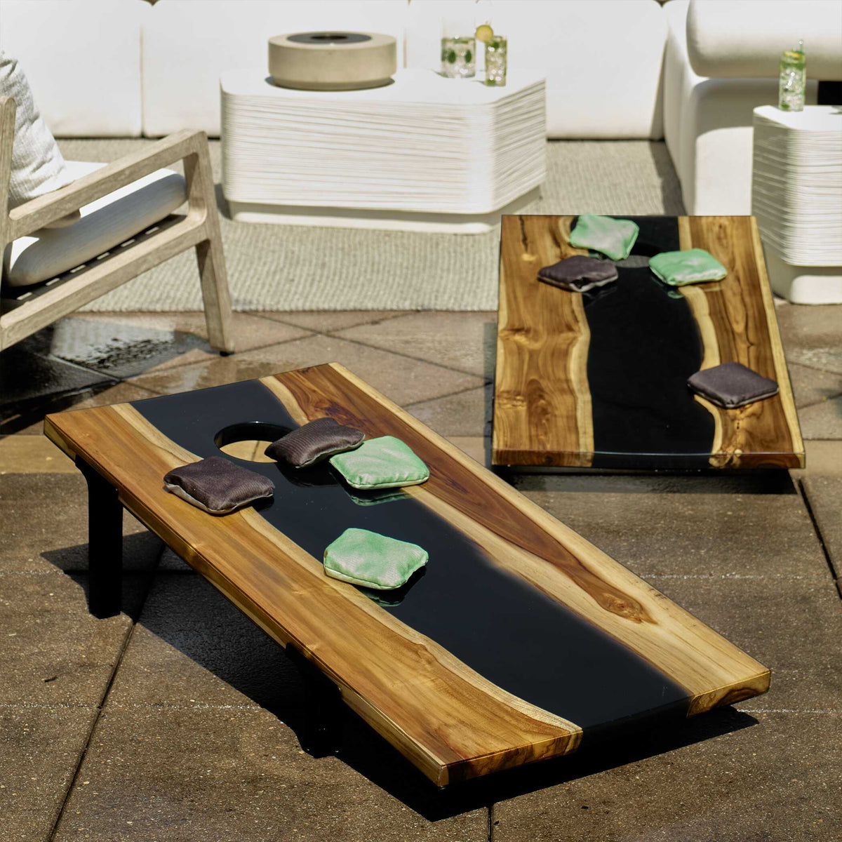 Clearwood Cornhole Cornhole Game (Set of 2) Black / Woodtone - Black / Light Brown by Uttermost - View 2