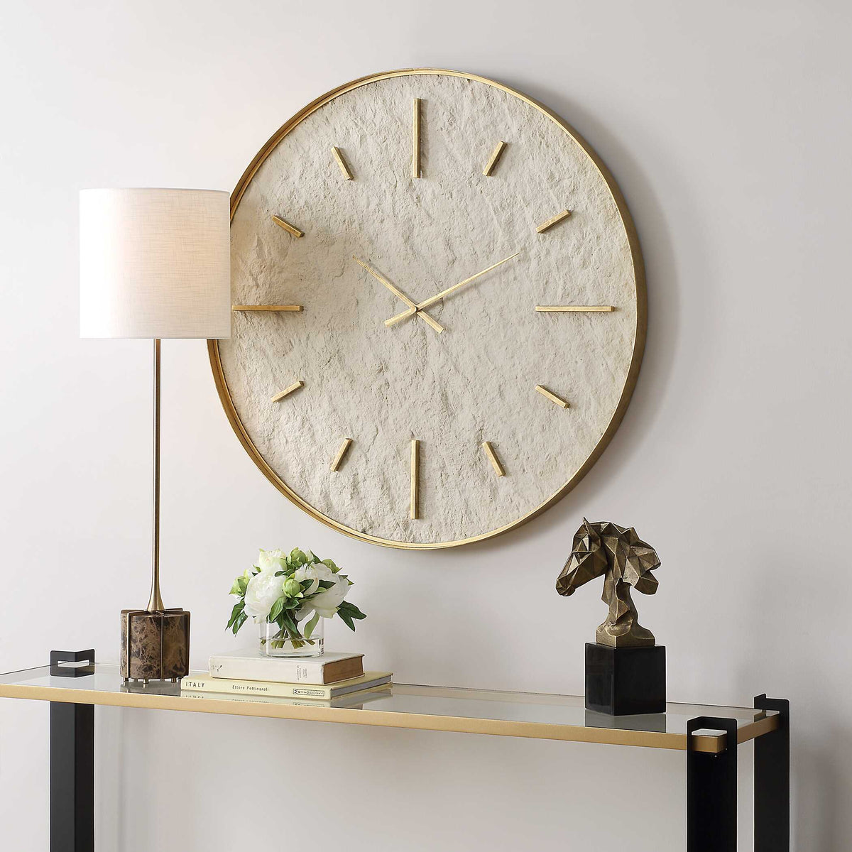 Stone Serenity Wall Clock - Light Brown by Uttermost - View 3