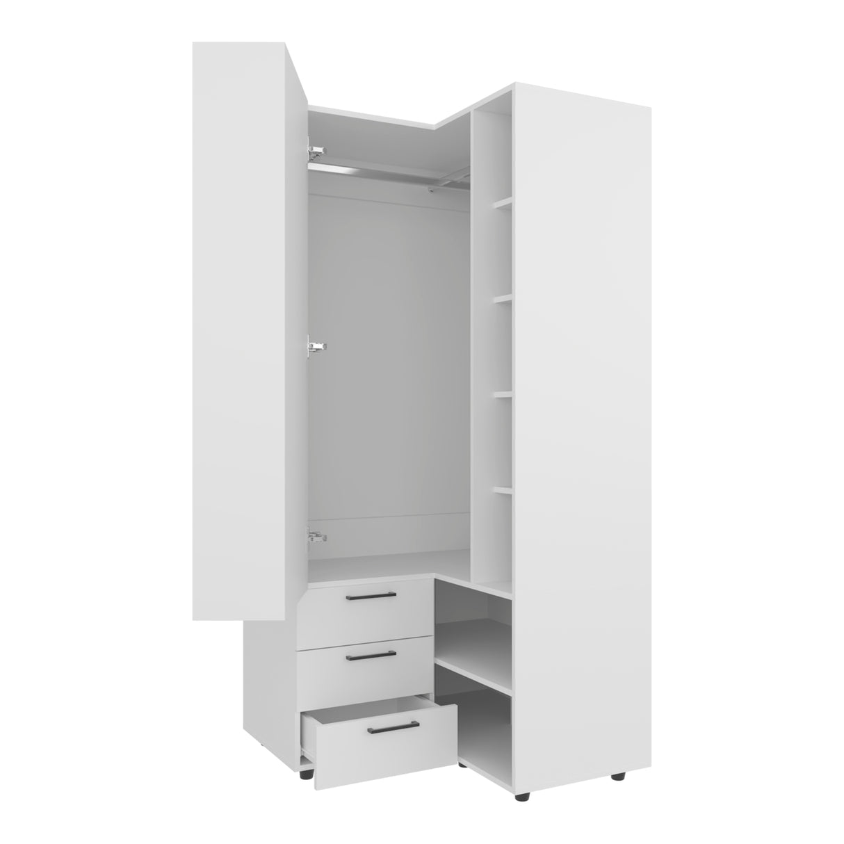 FM FURNITURE Thatcher Armoire- wardrobe, shoe storage, Open Storage and 2 - drawer, White - sold by Home Elegance USA